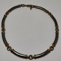 Collier David Grau Vintage Doré Argenté Rigide Art Déco #C5