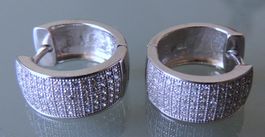 Rhodinierte Silber 925 Pavé Creolen 17 / 7 mm