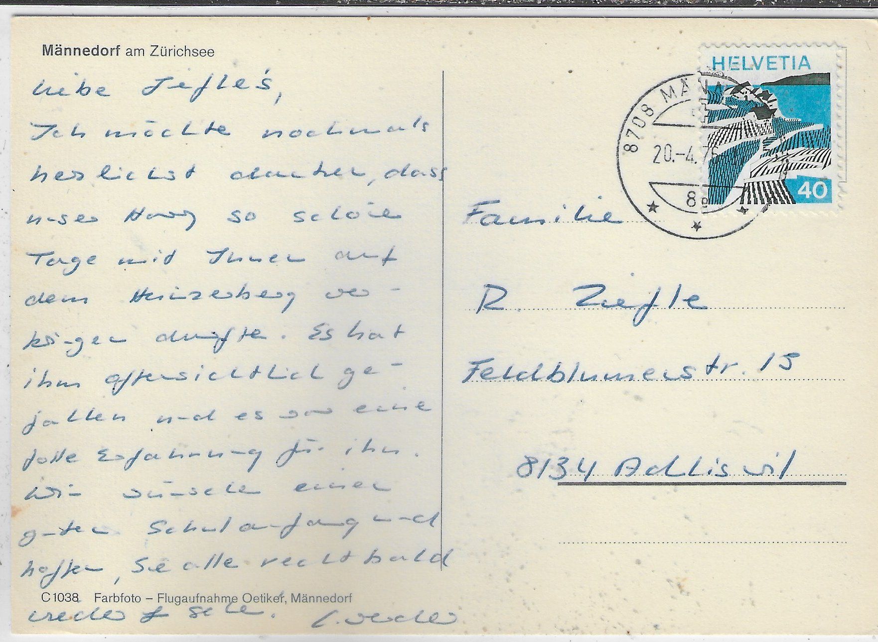 Cartoline postali: Flugaufnahme Männedorf – Usato da Ettingen venduto da Kartenplanet 1