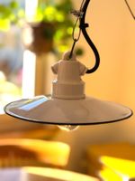 Vintage Emaille Lampe - Pendelleuchte - Weiss