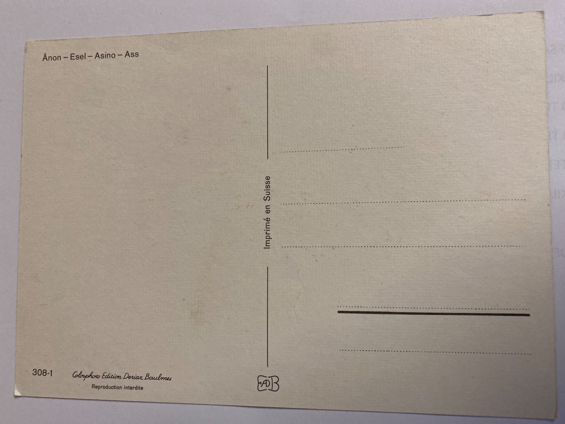 Cartoline postali: Carte postale - "Salut les amis" âne – Usato da Le Brassus venduto da cinema13 1