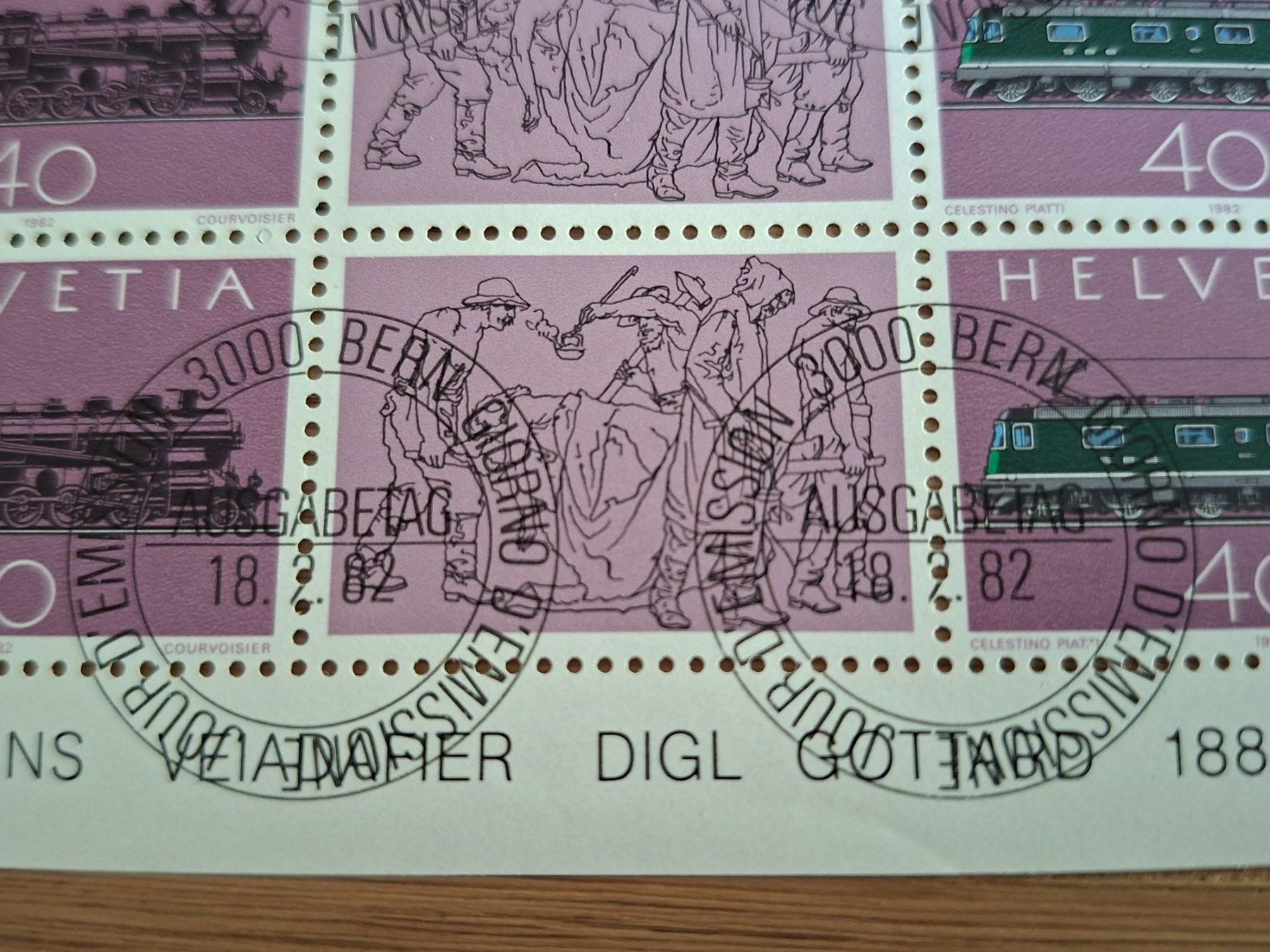 Tutti i francobolli: 100 Jahre Gotthard Bahn 1882-1982:  Kleinbogen – Nuovo (secondo la descrizione) da Hinterkappelen venduto da 1399 4