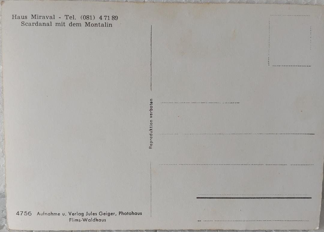 Cartoline postali: SCARDANAL mit dem Montalin - Haus Miraval – Usato da Delémont venduto da Domdom1 1