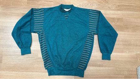 Retro Damen Pullover petrol Grösse M 