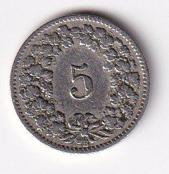 Tutti le monete: 5 Rappen 1908 rar Fehler ohne Querstrich bei H – Usato da Neuchâtel venduto da karlpierrino 1