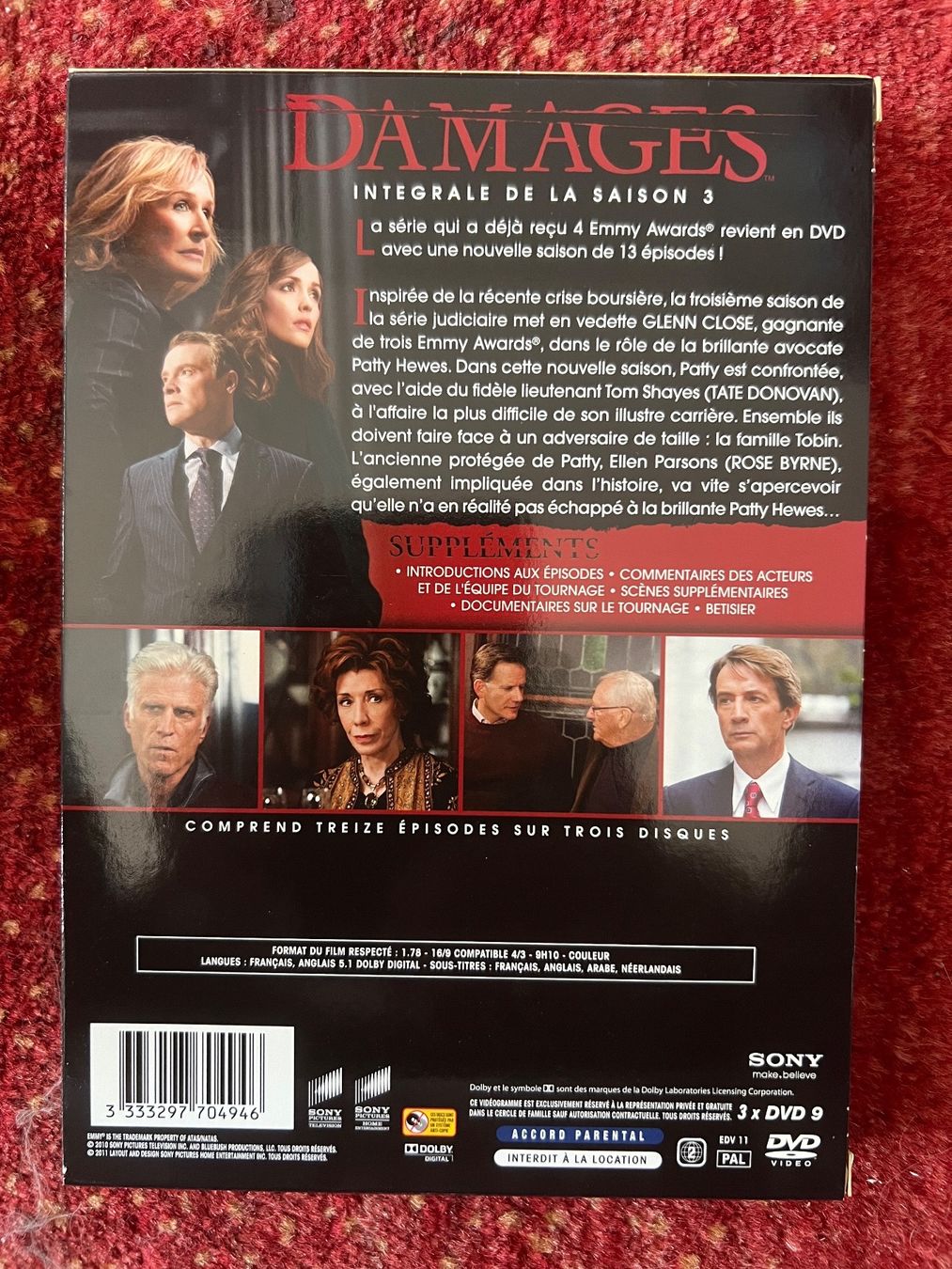Tutti i DVDs: Coffret DVD Damages Saison 3 Intégrale comme neuf – Nuovo (secondo la descrizione) da Châtel-St-Denis venduto da Karpat 1