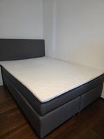Boxspringbett 140x200, mit Nachttisch und Lämpchen