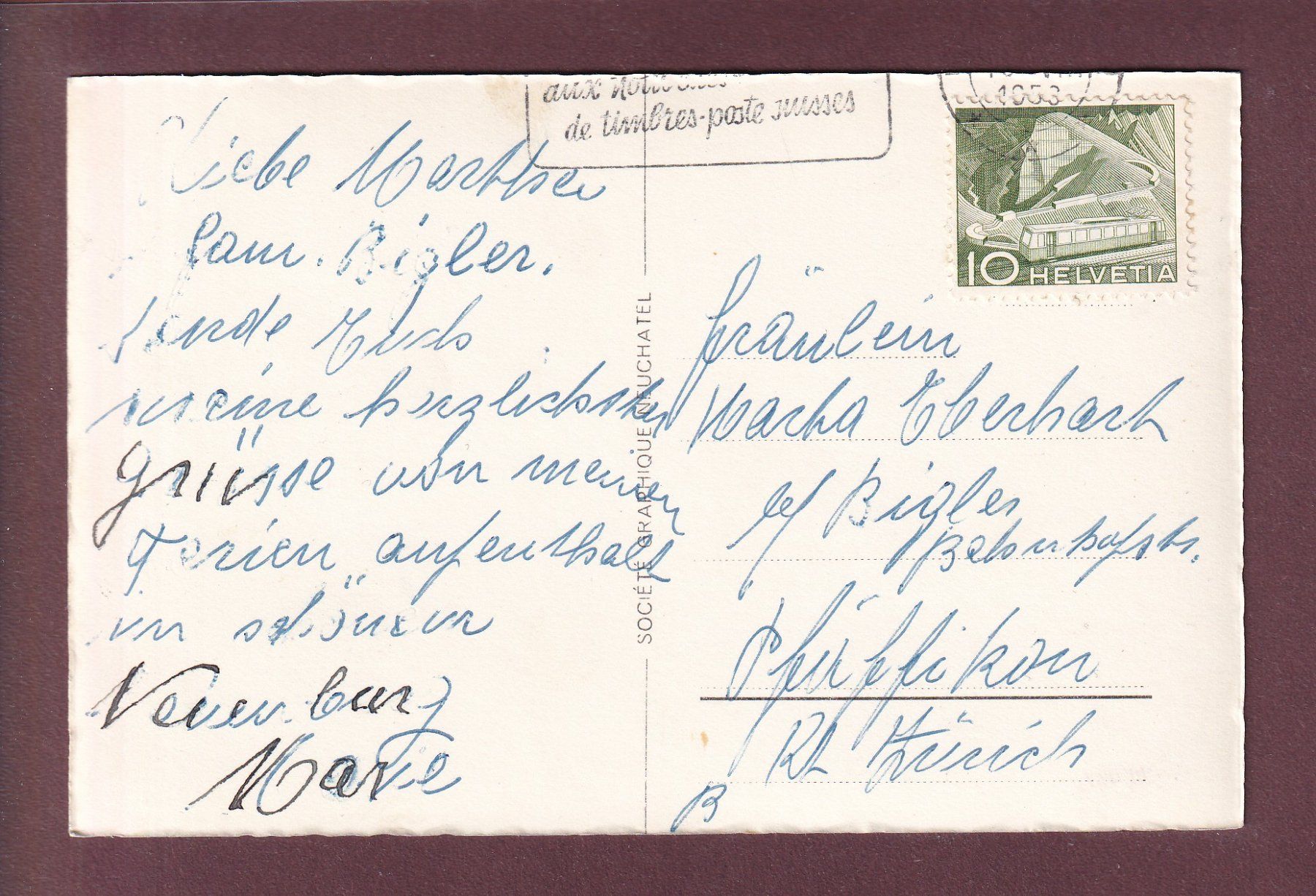 Ansichtskarten: NEUCHÂTEL vu du Mail - 1950 – Gebraucht aus Pully von nicecards 1