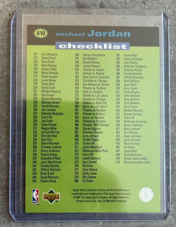 NBA Michael Jordan Players Club Checklist Card (Neu (gemäss ...