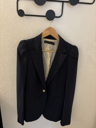 Zara Woman Blazer Navy Blue Gold Buttons Size M