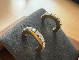 Vintage Goldfarbe Creolen mit Strasssteinen