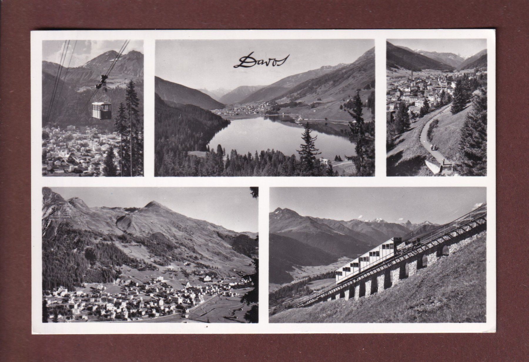 Cartoline postali: DAVOS - 5 Bilder - 1959 – Usato da Pully venduto da nicecards