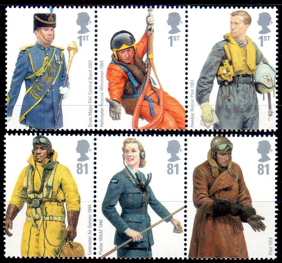 Tutti i francobolli: ROYAL AIR FORCE UNIFORMEN 6 MARKEN **POSTFRISCH** - AA62 – Usato da Losone venduto da EM2019