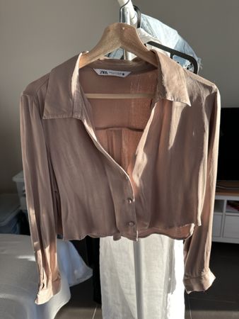 Zara Kurzbluse, Grösse M, Top Zustand, Taupe