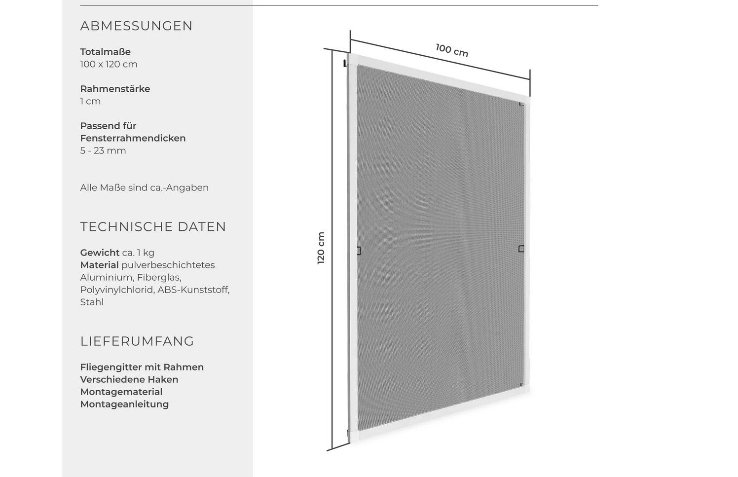 Altro per la casa: Fliegengitter weiss 100 x 120 cm – Nuovo (secondo la descrizione) da Steinhausen venduto da Retourenprofis 2