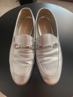 VIAMAESTRA Silberne echt Leder Loafer Damenschuhe
