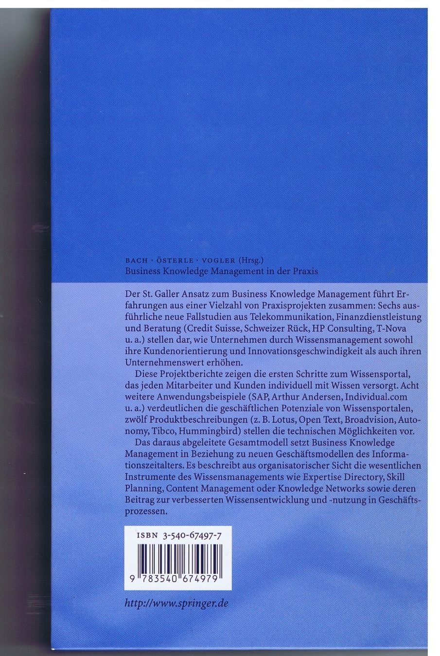 Libri: Business Knowledge Management in der Praxis / Volker Bach – Usato da Unterengstringen venduto da Lastchance 1