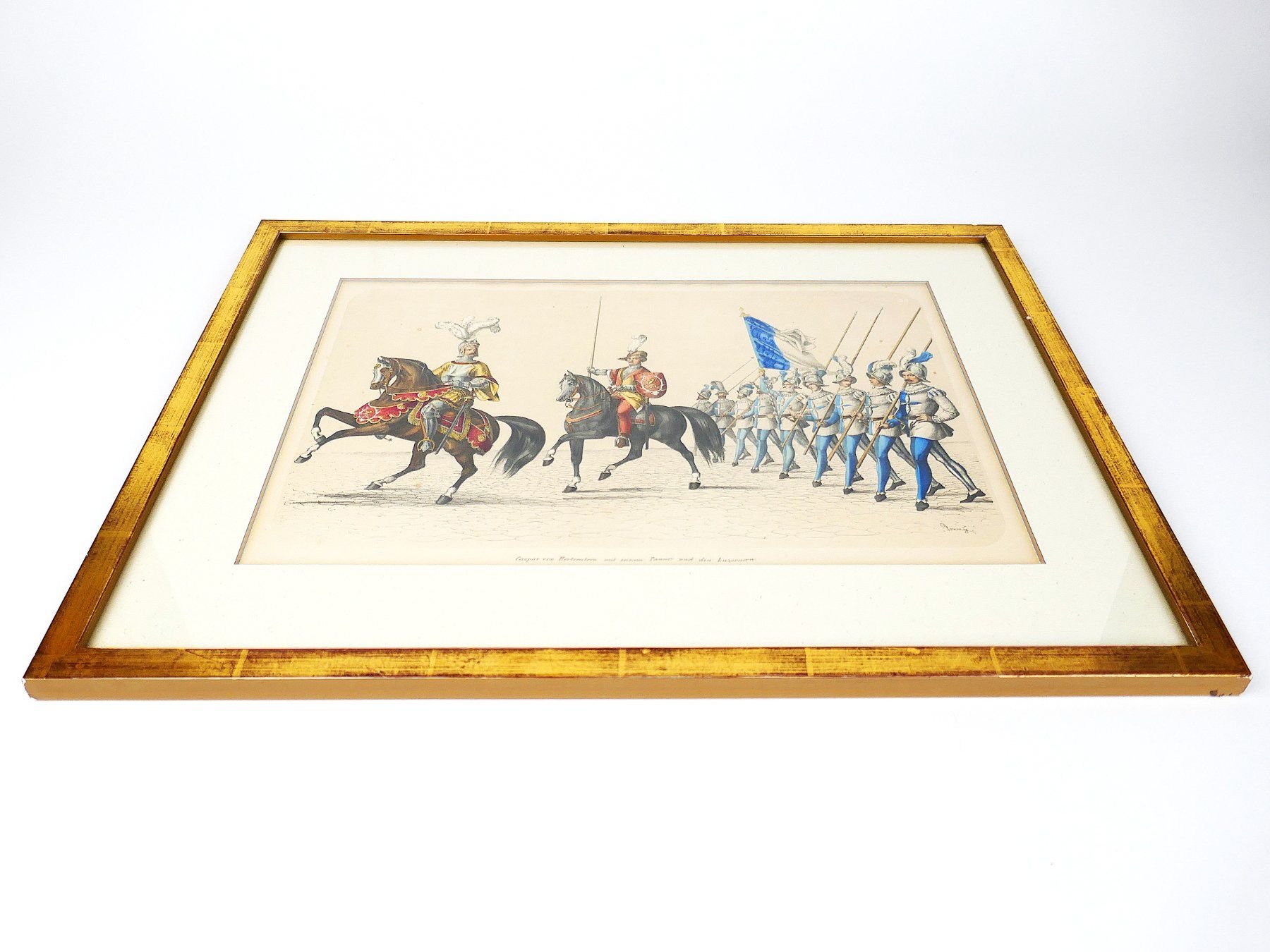 Dipinti: Gemälde: Caspar von Hertenstein mit seinem Panner – Usato da Urtenen-Schönbühl venduto da Restwert_Schoenbuehl
