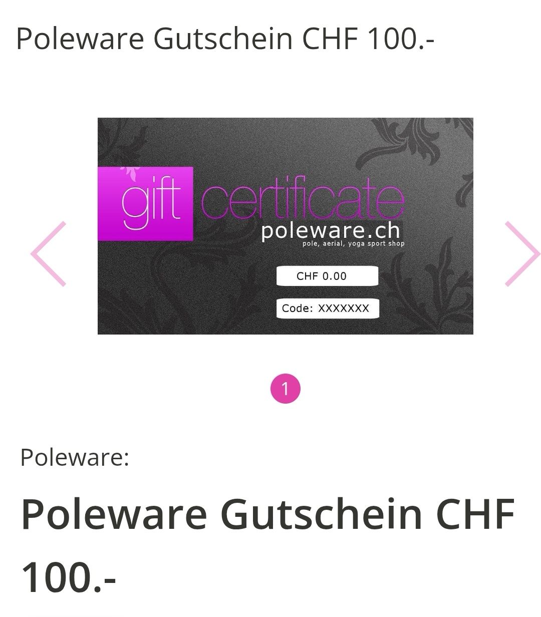 Bons: Poleware Gutschein CHF 100.- neu – Neuf (Voir description) à Kaltbrunn par PoleDanceFeldbachZH