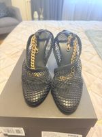 Bottega Venetta Mesh Chain Leather ankle strap sandals