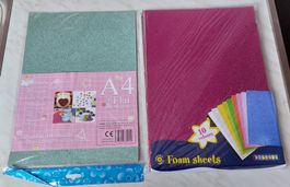Bastelset Glitzerpapier 10 Blatt + Moosgummi A4 20 Blatt NEU