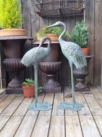 Paar grosse Gartenreiher Metall Patina  ca. 84 cm