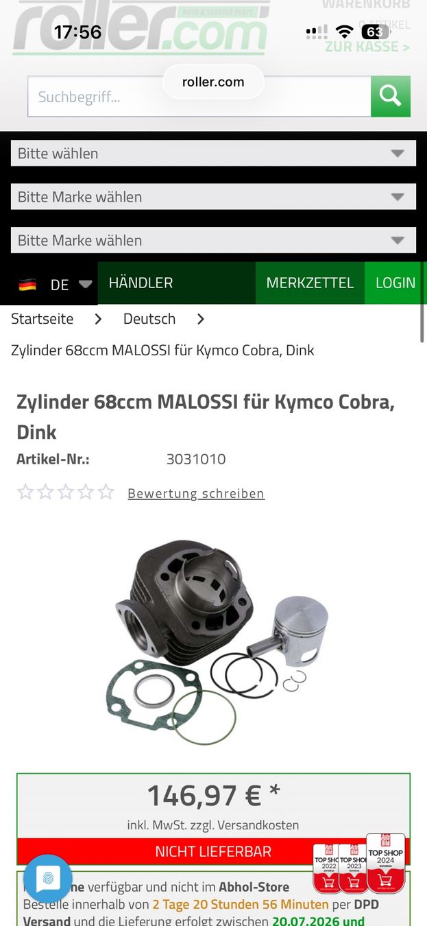 Sonstiger Industriebedarf: Malossi 68ccm Zylinder – Gebraucht aus Mettmenstetten von SimonLehmann89 5
