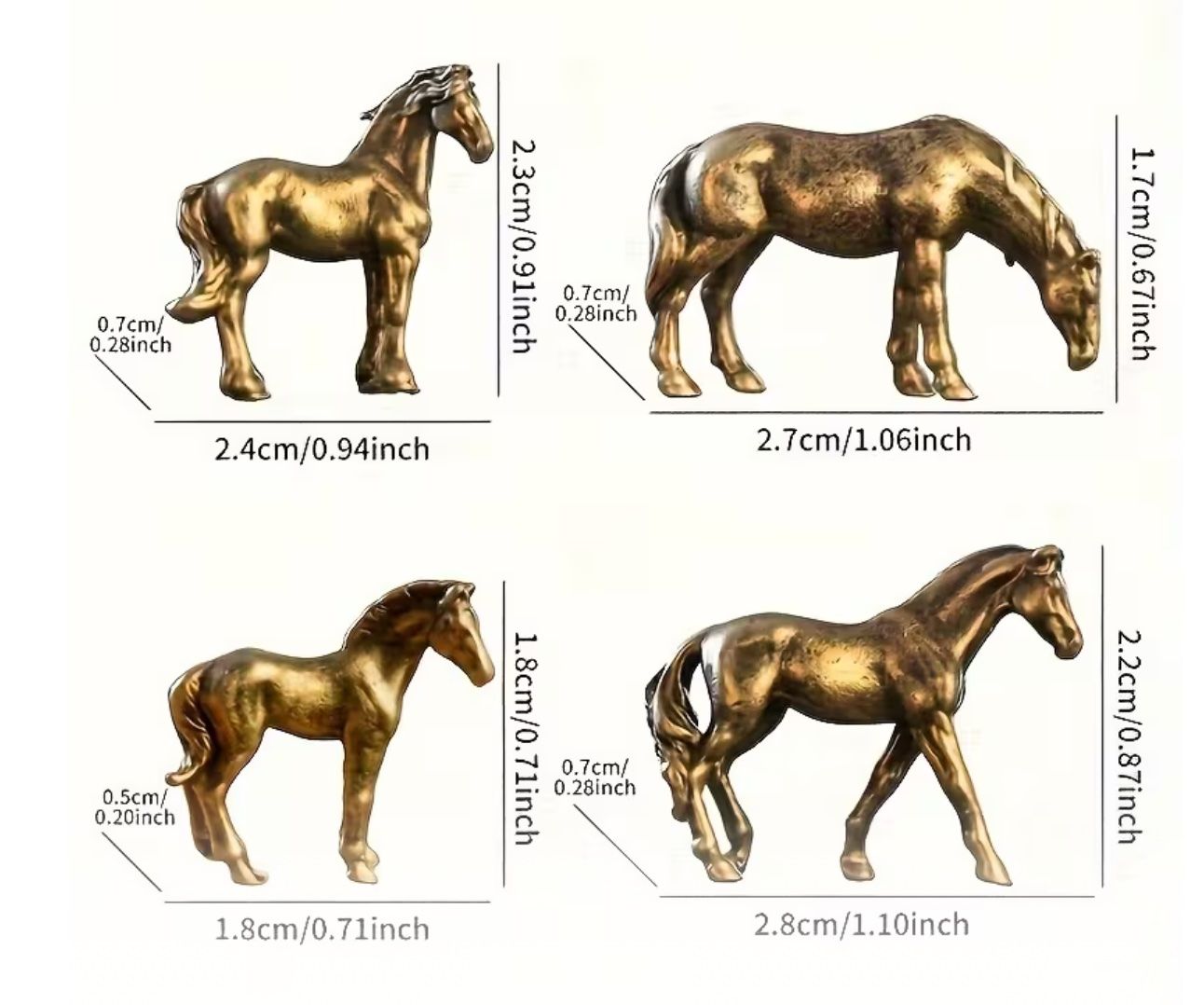 Statuette: 4er Set Miniatur-Pferde aus Metall – Nuovo e nell'imballaggio originale da Langenthal venduto da Seelenfreunde 2