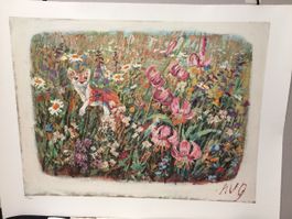 Wiesel im Blumenfeld