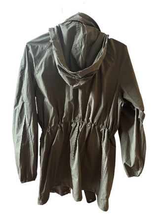 Sézane Khaki Green Hooded Rain Jacket, Size 34 New!