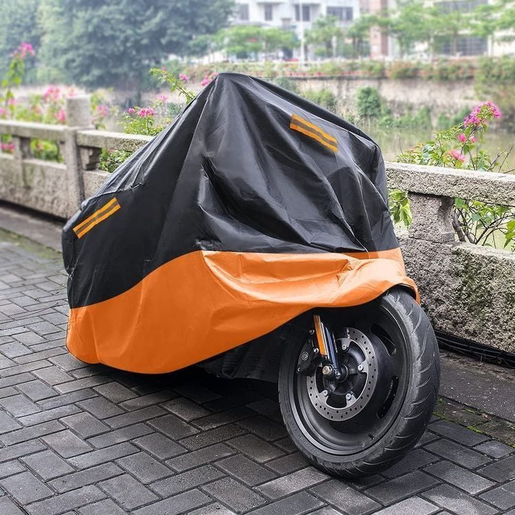 Motorradabdeckplane Wasserdicht – XL, Polyester 190T, Mit Diebstahlschutz & Reflektierenden Streifen