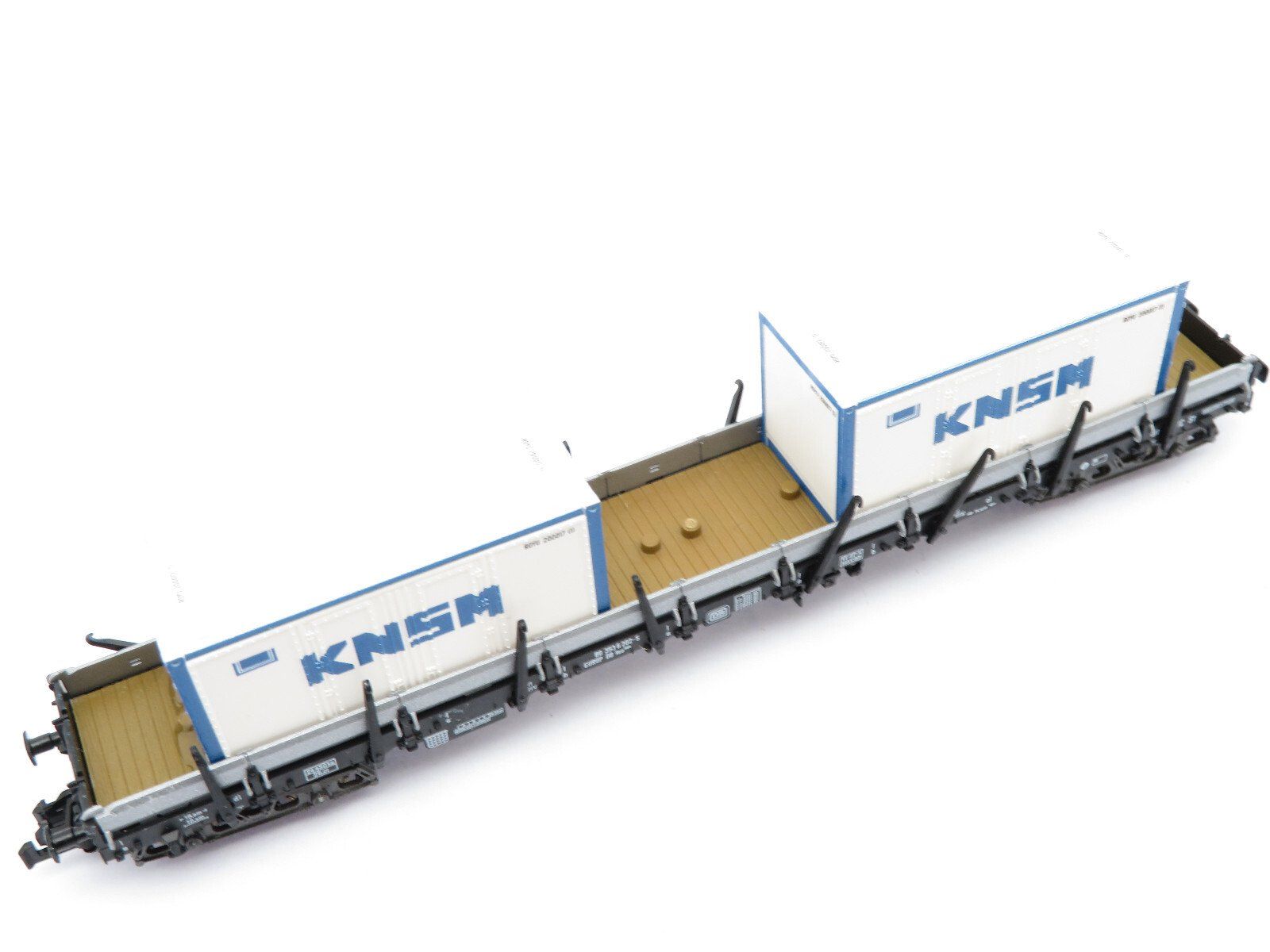 Fleischmann Modellini di ferrovie: Fleischmann Spur N 4achs. Flachwagen mit 2x Container "KNSM" – Usato da Unterengstringen venduto da b.kaiser81