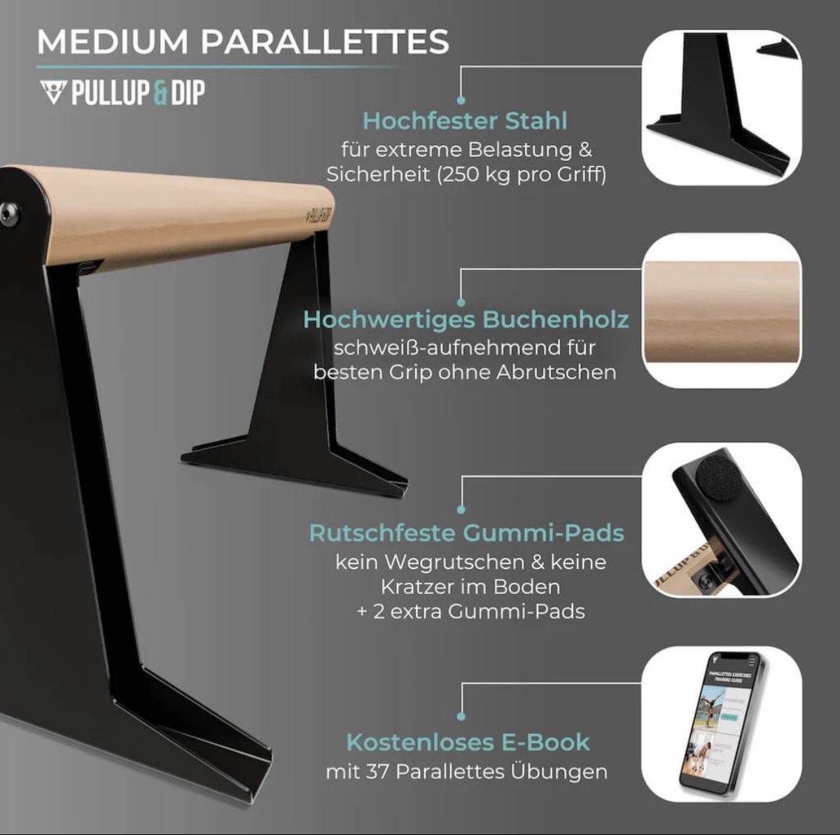Hometrainer: Pullup & Dip Parallettes Set M wie neu – Gebraucht aus Zürich von blancali 4