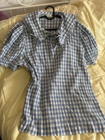 Sommerliches Blüesli mit Vichy-Muster, Grösse 48 Bluse 80s