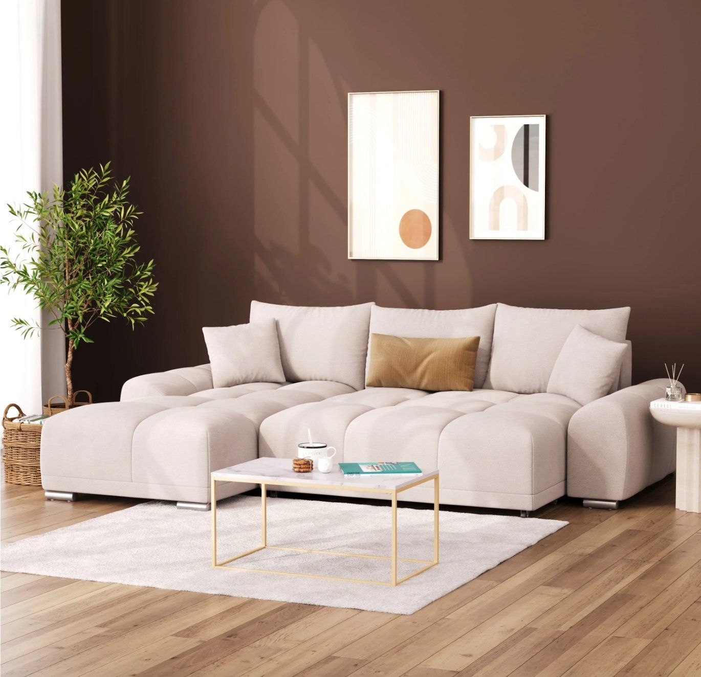 Sofas: Ecksofa Schlaffunktion TRAVIS links beige - Gratis Versand – Neuf avec emballage d'origine à Kleinwangen par Maluwa_GmbH 1