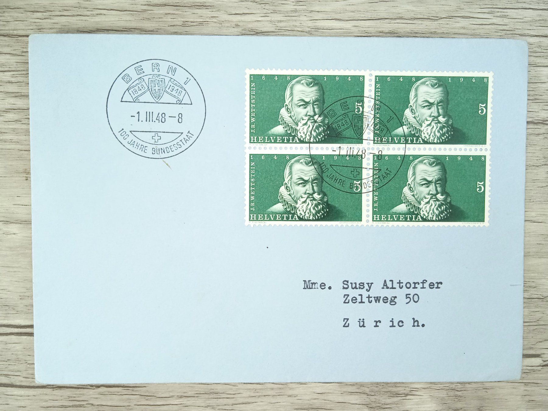 Tutti i francobolli: TR72 Enveloppe + Timbre Suisse 1948 – Usato da Cousset venduto da Patrick_Collections