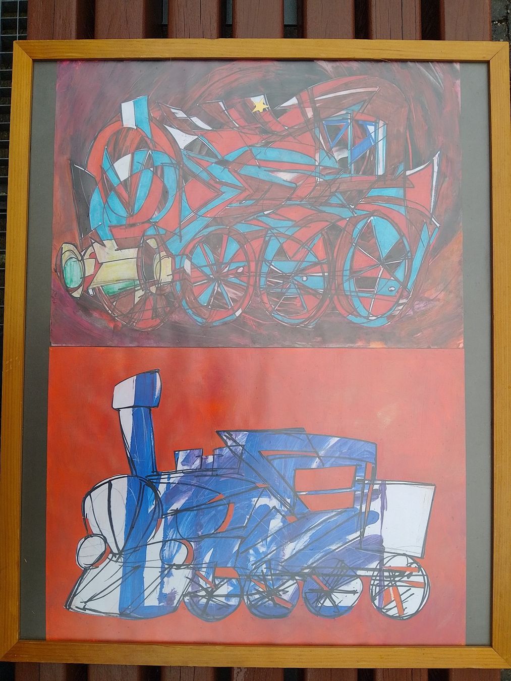 Poster & Bilder: Eisenbahn Collage Acryl Bild Express – Gebraucht aus Kriens von Geduldsfaden