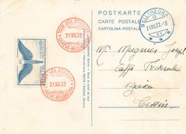 Gardasee Flugpost 1932 Monte Baldo Bellinzona