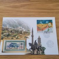 Banknoten Brief - Lettre avec billet de banque Albanie