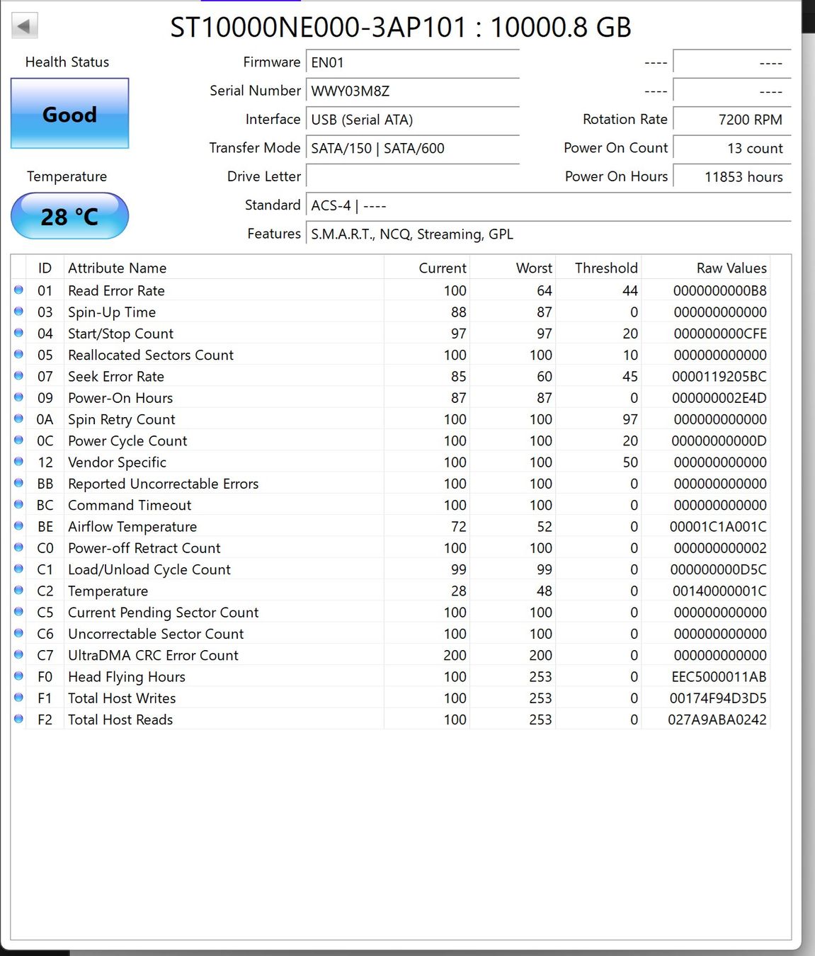 Seagate Dischi rigidi: Disk SATA 10Tb Seagate IronWolf Pro NAS - 11853 Stunden – Usato da Zürich venduto da Lock5151 2