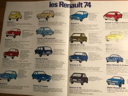 Prospektblatt alle Renault 1974 Französisch
