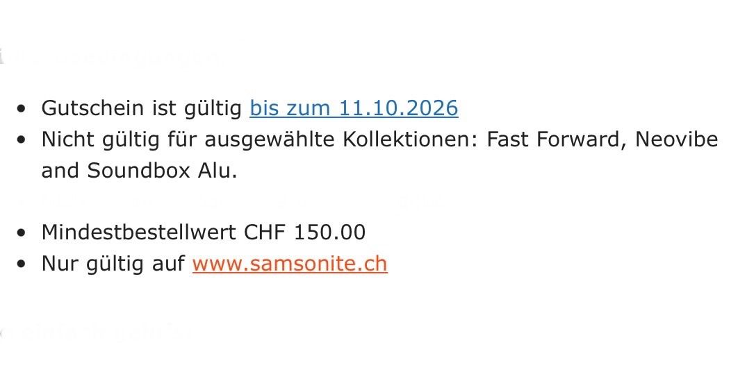 Samsonite Buoni: Samsonite 20% Rabatt Gutschein – Nuovo e nell'imballaggio originale da Zürich venduto da Marcel_2202 1