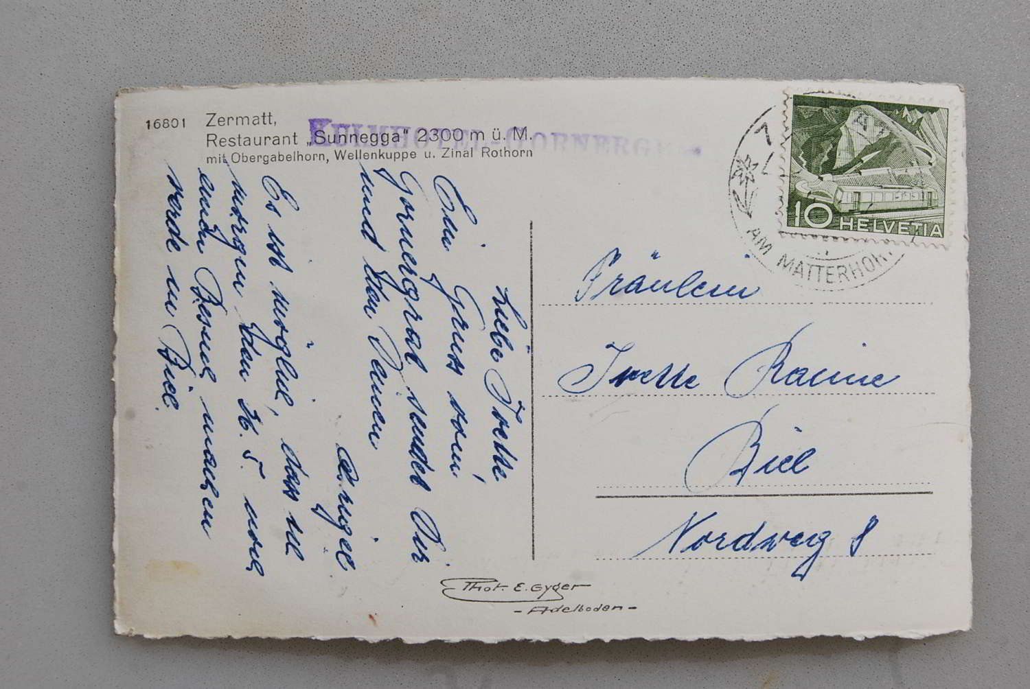 Cartoline postali: AK Zermatt, Restaurant Sunnegga – Usato da Rüfenacht BE venduto da Toro06 1