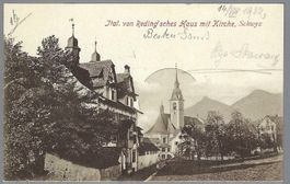1902, SCHWYZ, JTAL. VON REDING'SCHES HAUS MIT KIRCHE