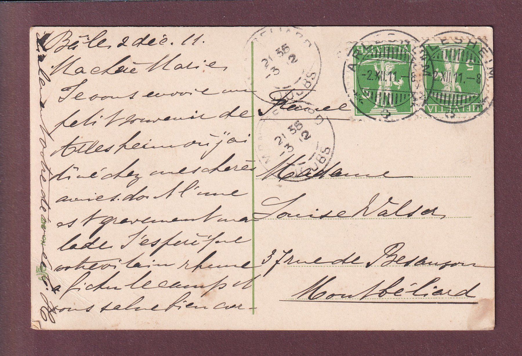 Ansichtskarten: BASEL - Marktplatz - 1911 – Gebraucht aus Pully von nicecards 1