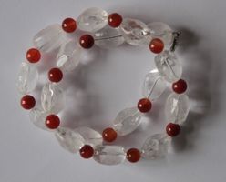 NEU: Bergkristall Karneol Kette Collier Schmuck  Edelstahl