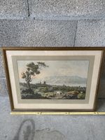 Gravure F.G. Lardy vue de Lausanne cadre bois doré