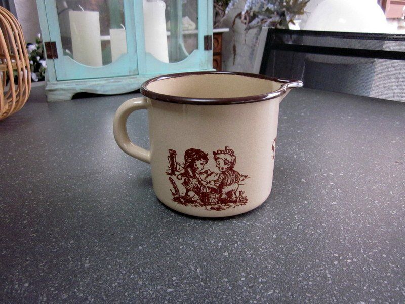 Pentole: Email Krug "Milch Lait" mit Kinder-Motiven – Usato da Bischofszell venduto da raika 3