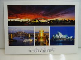 Signierte Postkarte Sydney Oper David Messent Brücke Tower