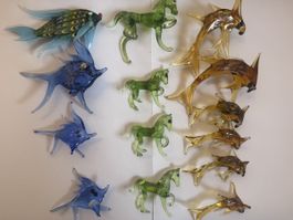 Rare lot de 14 figurines marines en verre de Murano (Italie)